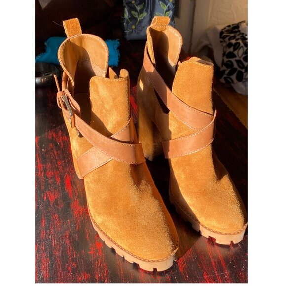 NWOT AREZZO BRAZIL LUXURIOUS FINE NUBUCK & LEATHER CHUNKY HEEL SUEDE SHOES 8.5 - Picture 5 of 6